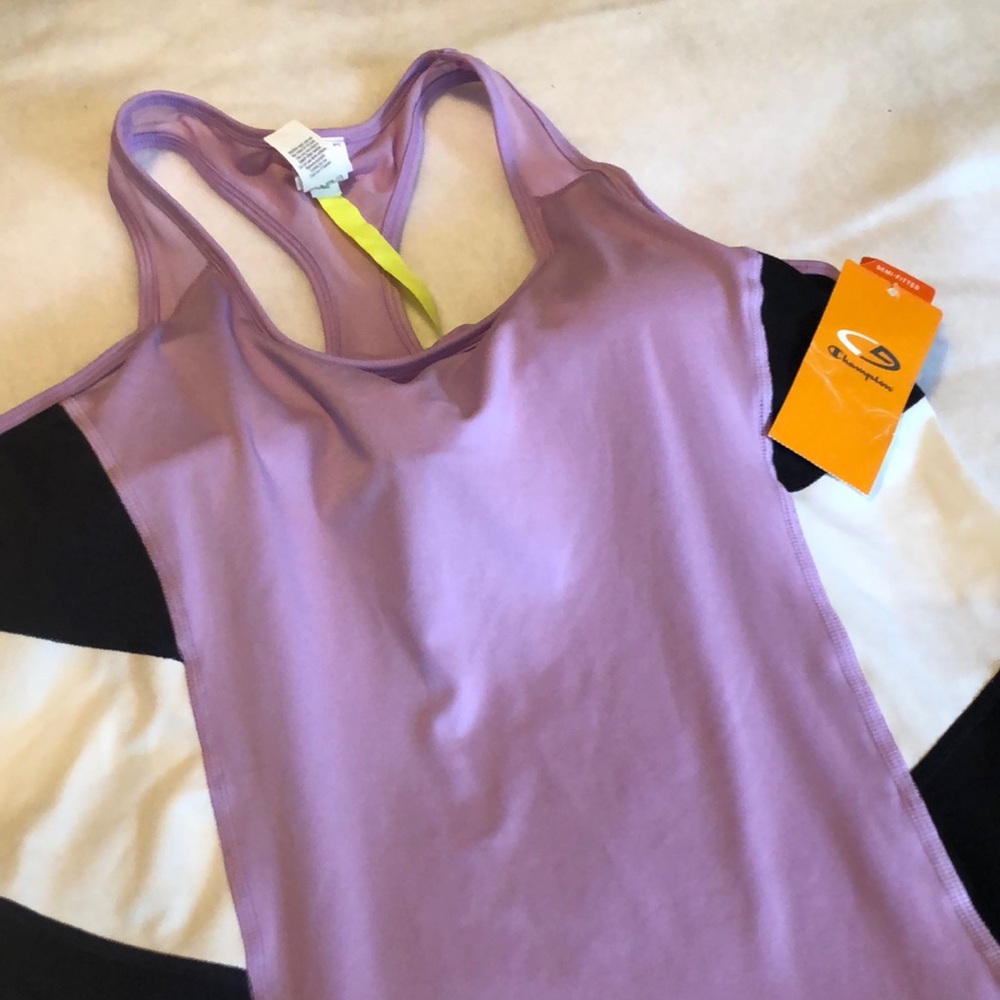 Champion Lavender Racerback Tank Top with Black Side Panels